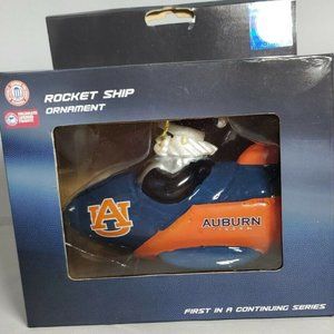 Auburn Tigers Hand Blown Glass Rocket Ship Santa Ornament Officially Licensed